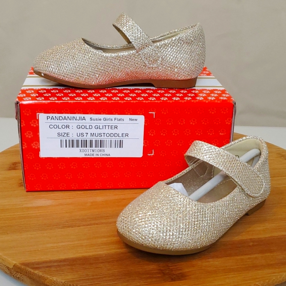 Gold Glitter Dress Shoes for Kids